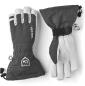 Preview: Hestra Army Leather Heli Ski 5-Finger – graue Leder Skihandschuhe für Herren und Damen