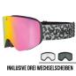 Preview: POP EYES JAMIE Leo Skibrille mit drei magnetischen Wechselscheiben – Leo-Print Design für Damen und Herren
