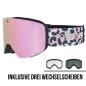 Preview: POP EYES JAMIE Leo Skibrille mit drei magnetischen Wechselscheiben – Leo-Print Design für Damen und Herren