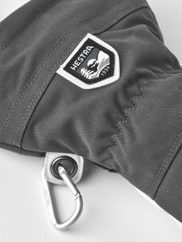 Preview: Hestra Army Leather Heli Ski 5-Finger – graue Leder Skihandschuhe für Herren und Damen