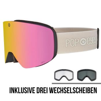 Preview: POP EYES Jamie Clean Skibrille Beige Pink Mirror – inklusive magnetischer Wechselscheiben