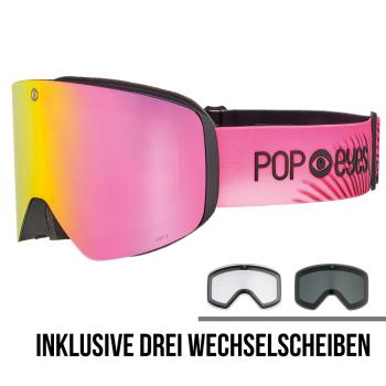 Preview: POP EYES JAMIE Wild Tropical Pink – Skibrille Seitenansicht - inkl. 3 Ersatzscheiben