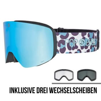 Preview: POP EYES JAMIE Leo Skibrille mit drei magnetischen Wechselscheiben – Leo-Print Design für Damen und Herren